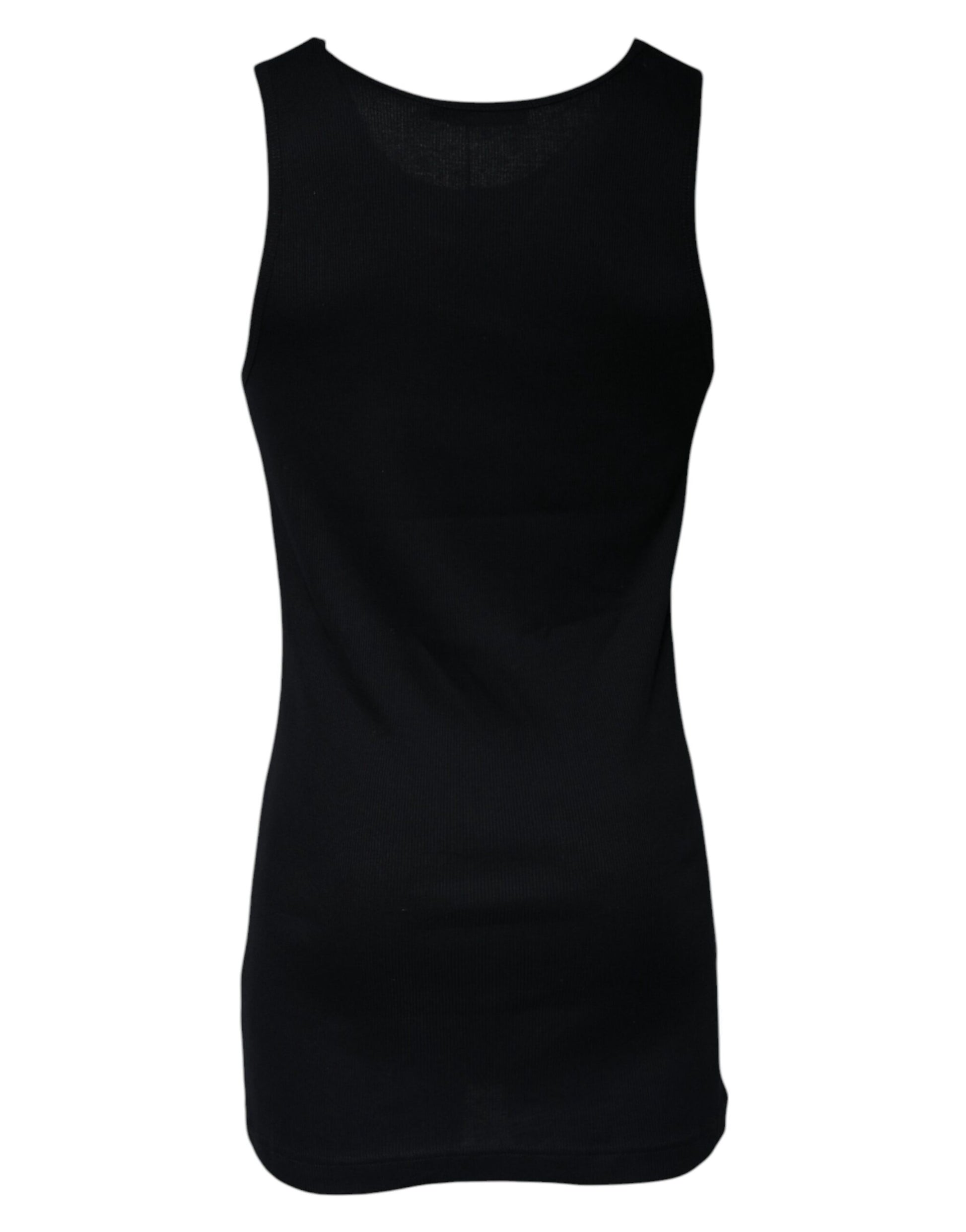 Dolce &amp; Gabbana – Schwarzes, ärmelloses Tank-T-Shirt aus Baumwolle mit Rundhalsausschnitt