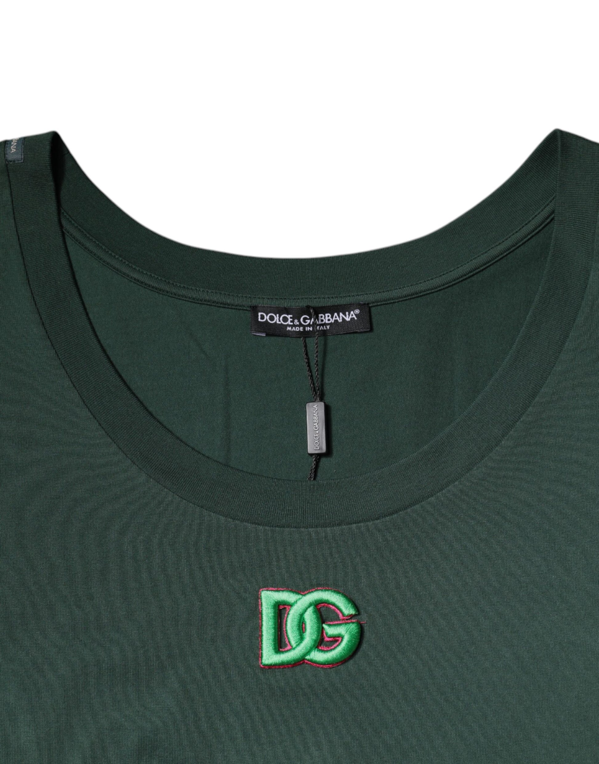 Dolce &amp; Gabbana Grünes DG-ärmelloses Tank-T-Shirt mit Rundhalsausschnitt