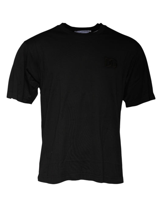 Dolce & Gabbana – Schwarzes T-Shirt aus Baumwolle mit Rundhalsausschnitt und kurzen Ärmeln