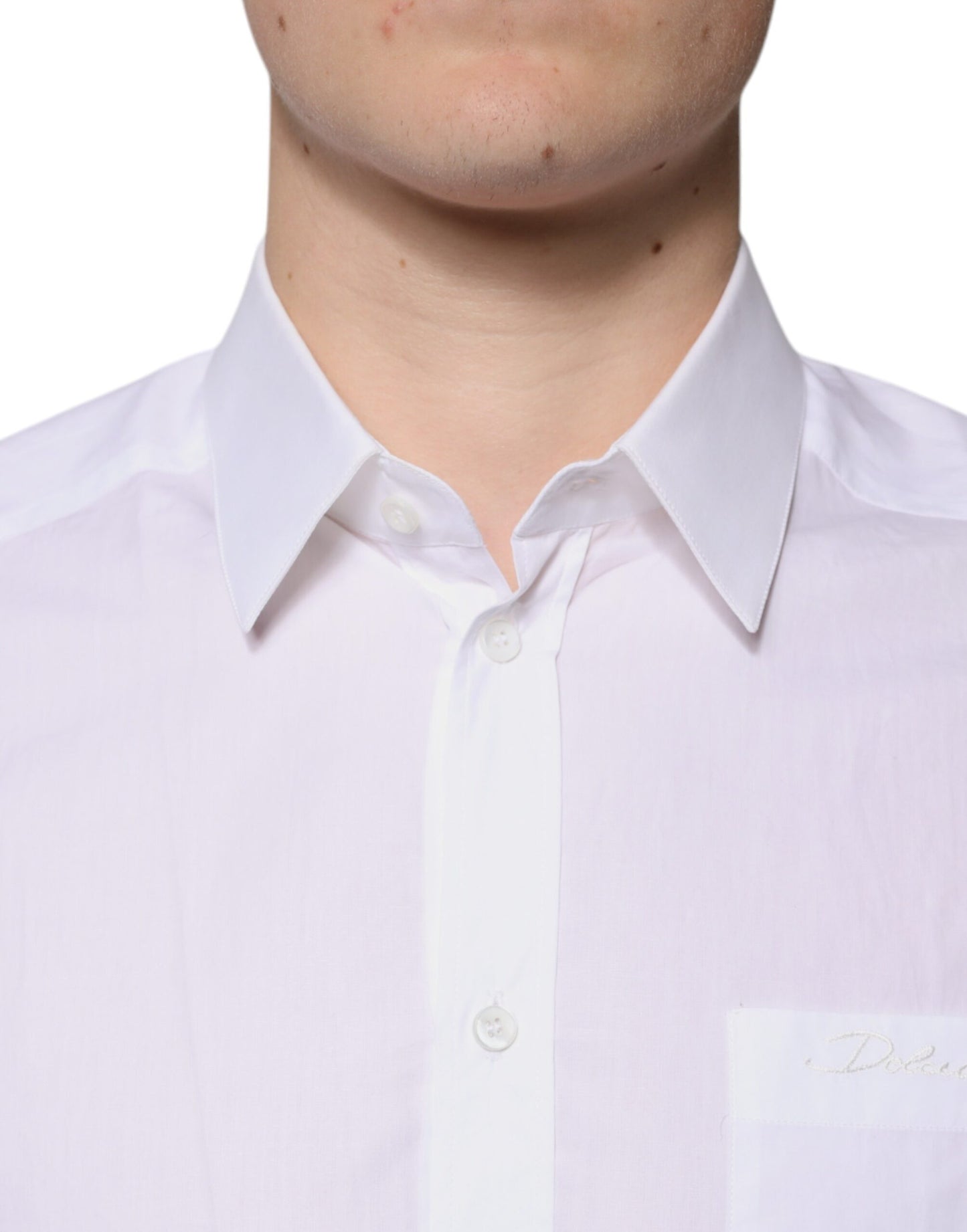 Dolce &amp; Gabbana Weißes langärmliges GOLD-Hemd aus Baumwolle