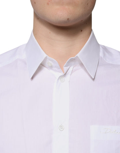 Dolce &amp; Gabbana Weißes langärmliges GOLD-Hemd aus Baumwolle