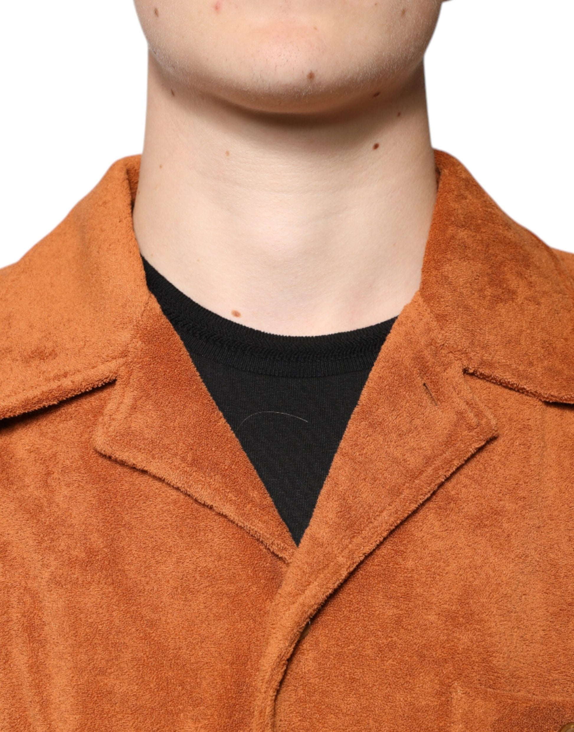 Dolce &amp; Gabbana – Hemd aus Baumwollsamt mit Button-Down-Kragen in Haselnussbraun