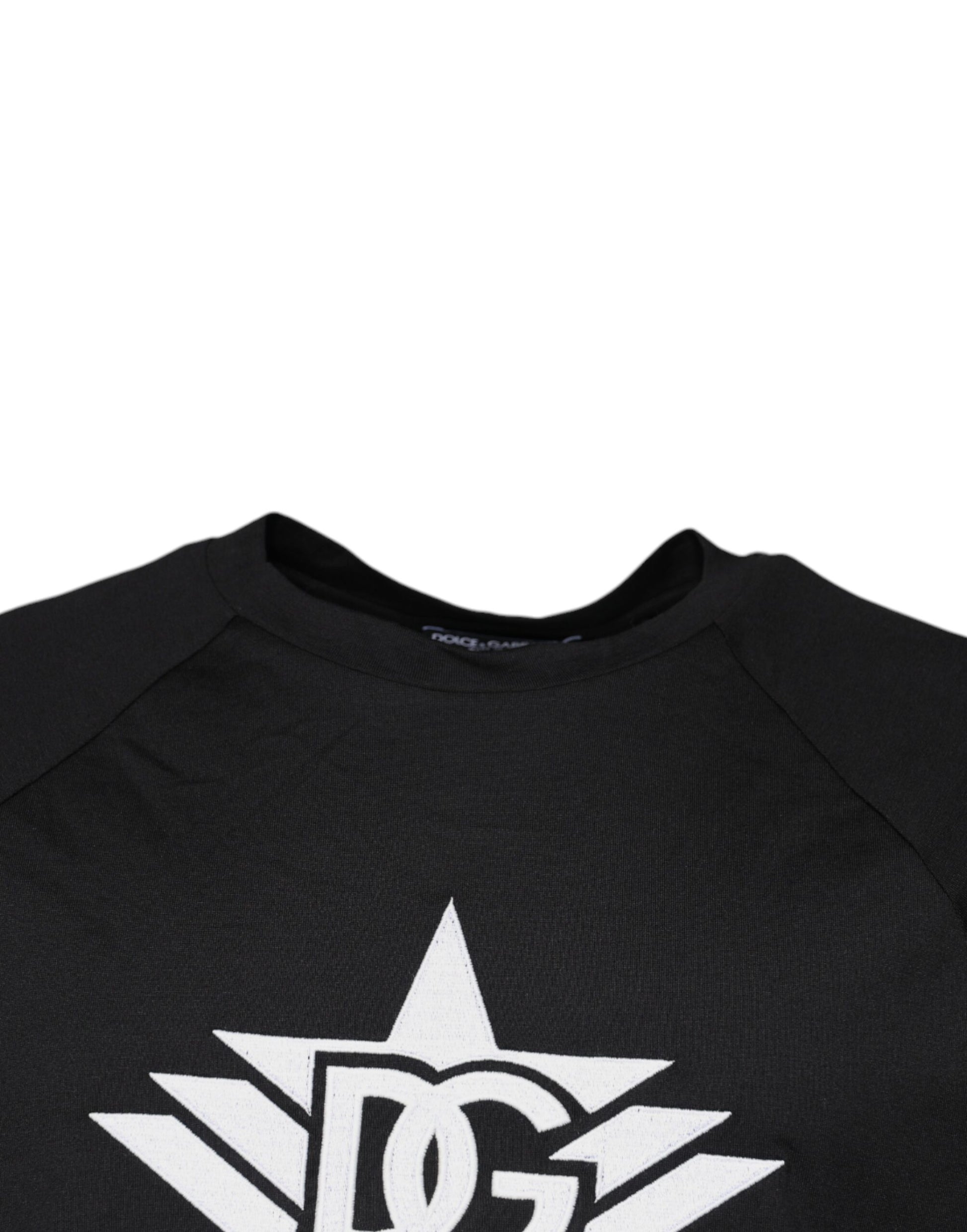 Dolce &amp; Gabbana – Schwarzes Baumwoll-T-Shirt mit Rundhalsausschnitt und Logo-Print