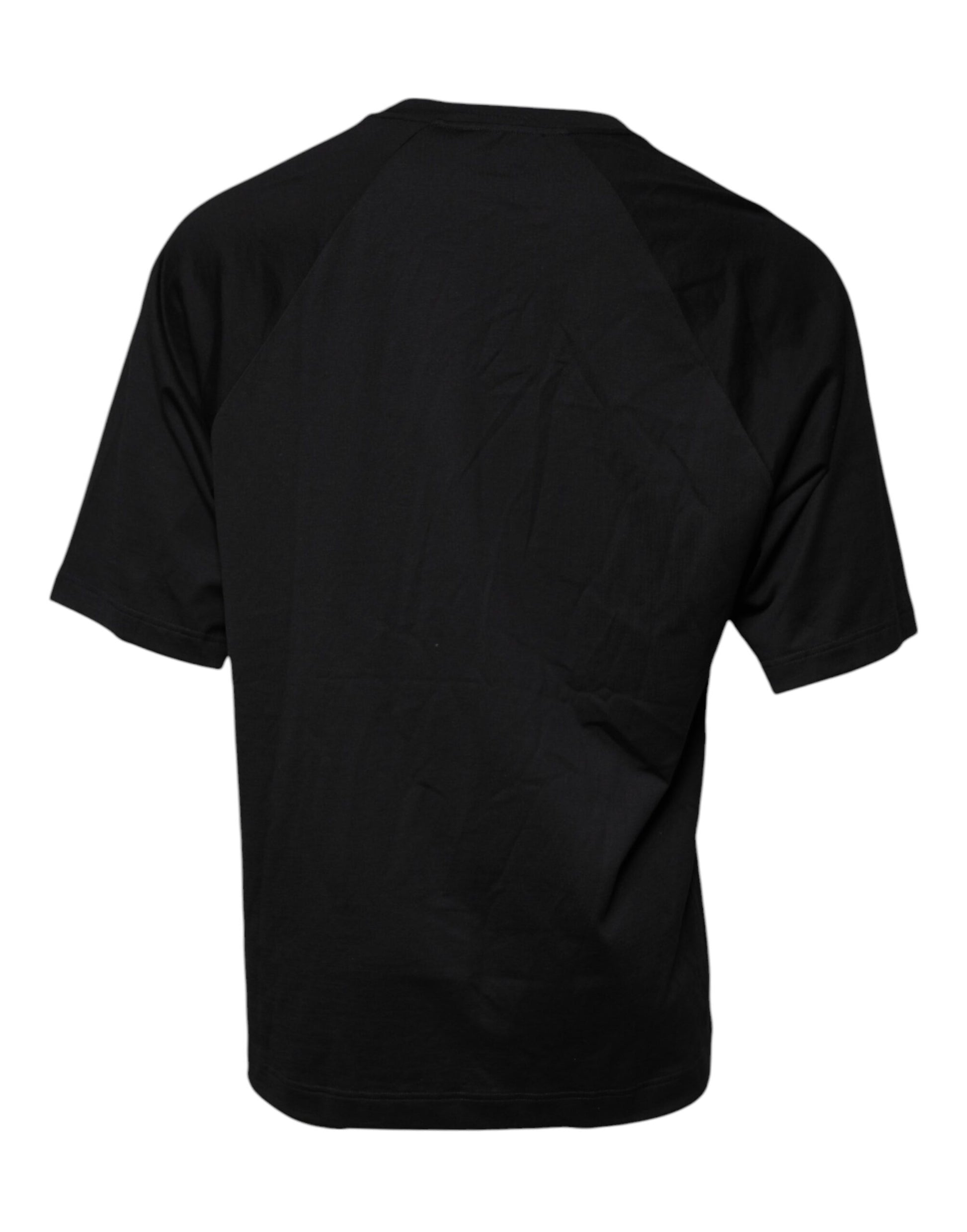 Dolce &amp; Gabbana – Schwarzes Baumwoll-T-Shirt mit Rundhalsausschnitt und Logo-Print
