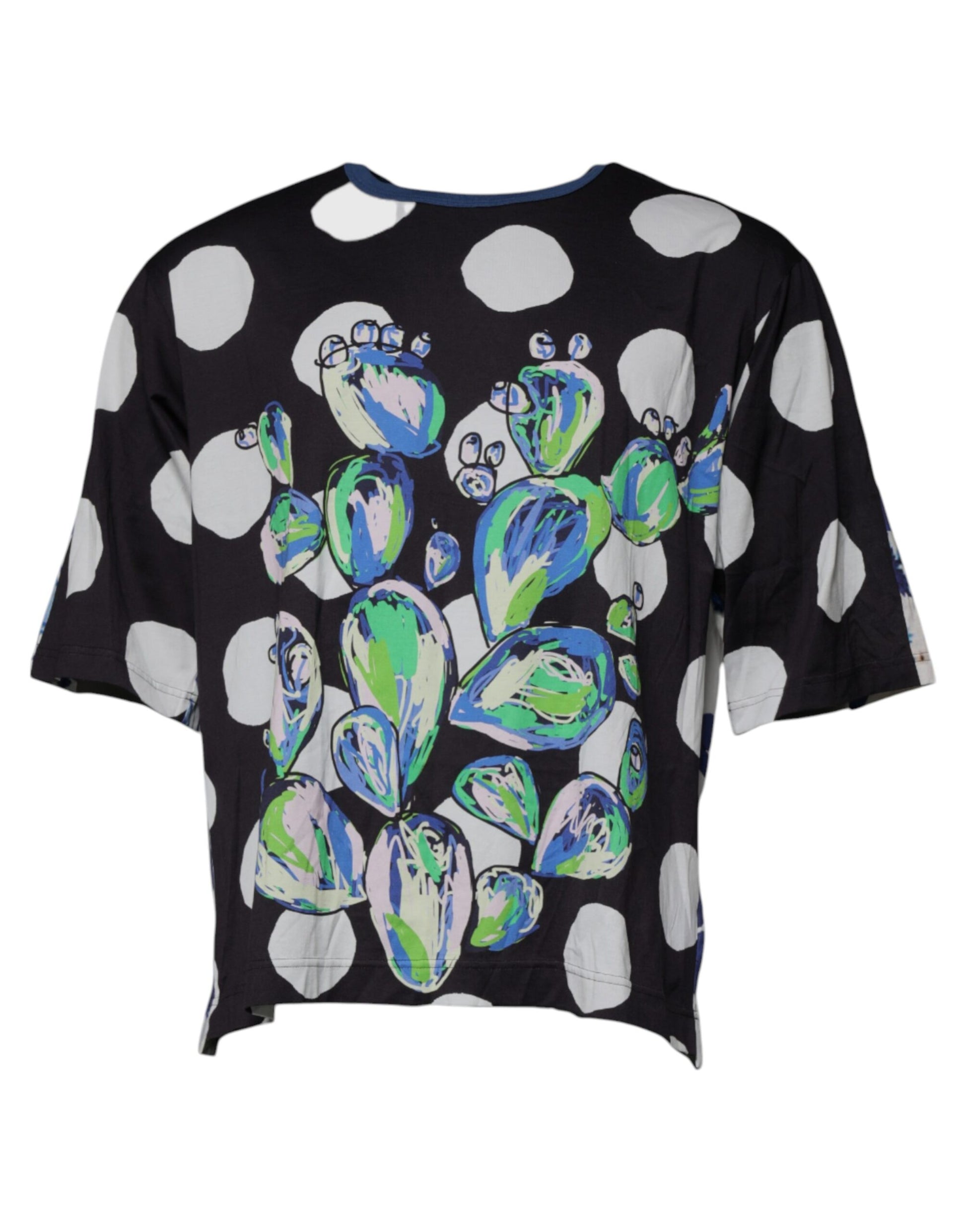 Dolce &amp; Gabbana – T-Shirt aus Baumwolle mit Rundhalsausschnitt und Print in Schwarz und Weiß