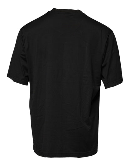 Dolce &amp; Gabbana – Schwarzes T-Shirt mit Rundhalsausschnitt und kurzen Ärmeln und Logo
