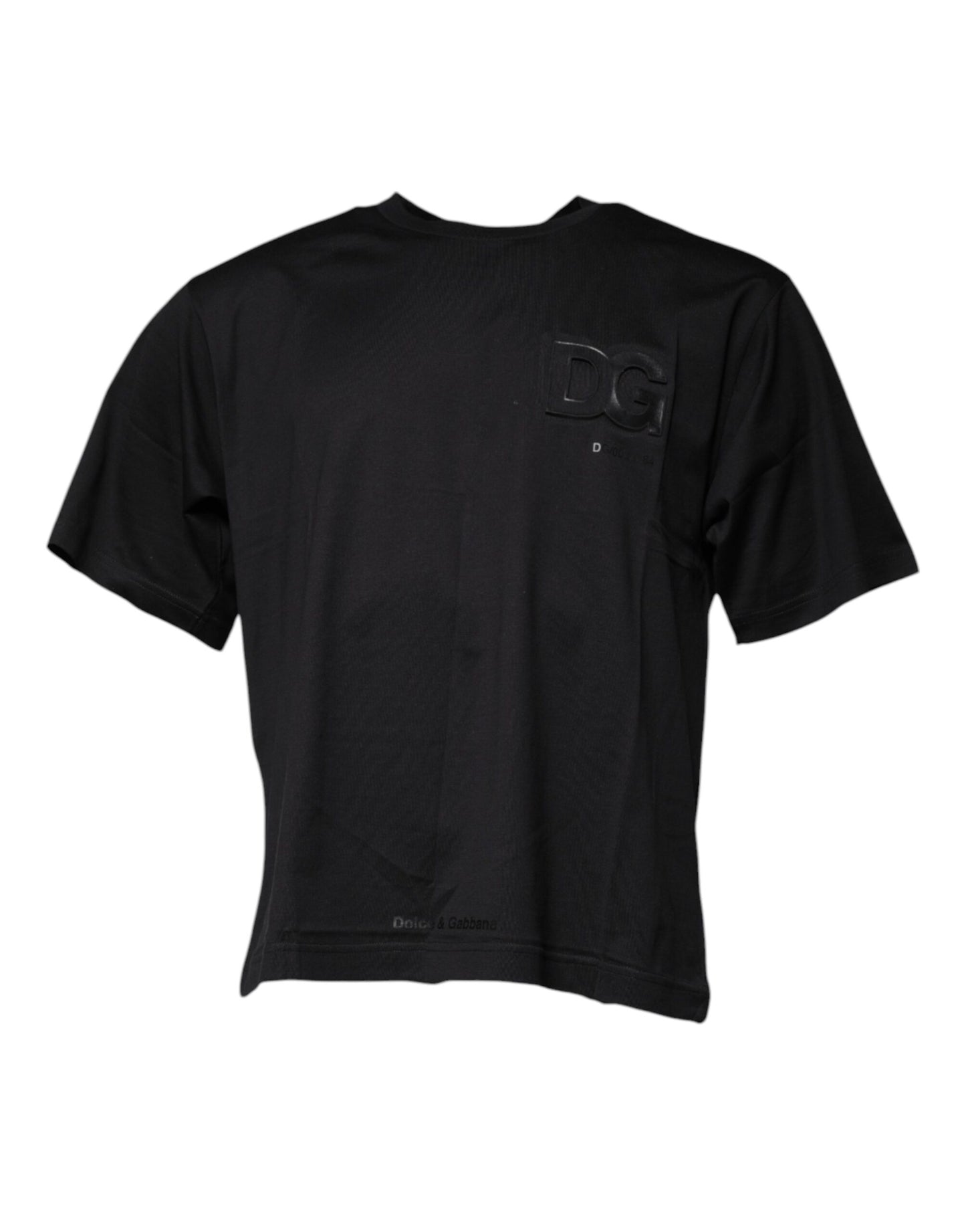 Dolce &amp; Gabbana – Schwarzes Baumwoll-T-Shirt mit Rundhalsausschnitt und DG-Logodruck