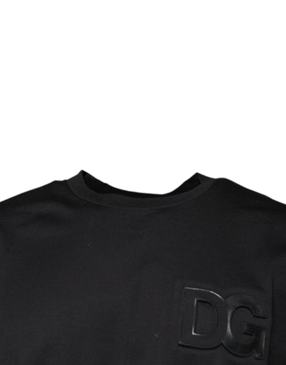Dolce &amp; Gabbana – Schwarzes Baumwoll-T-Shirt mit Rundhalsausschnitt und DG-Logodruck