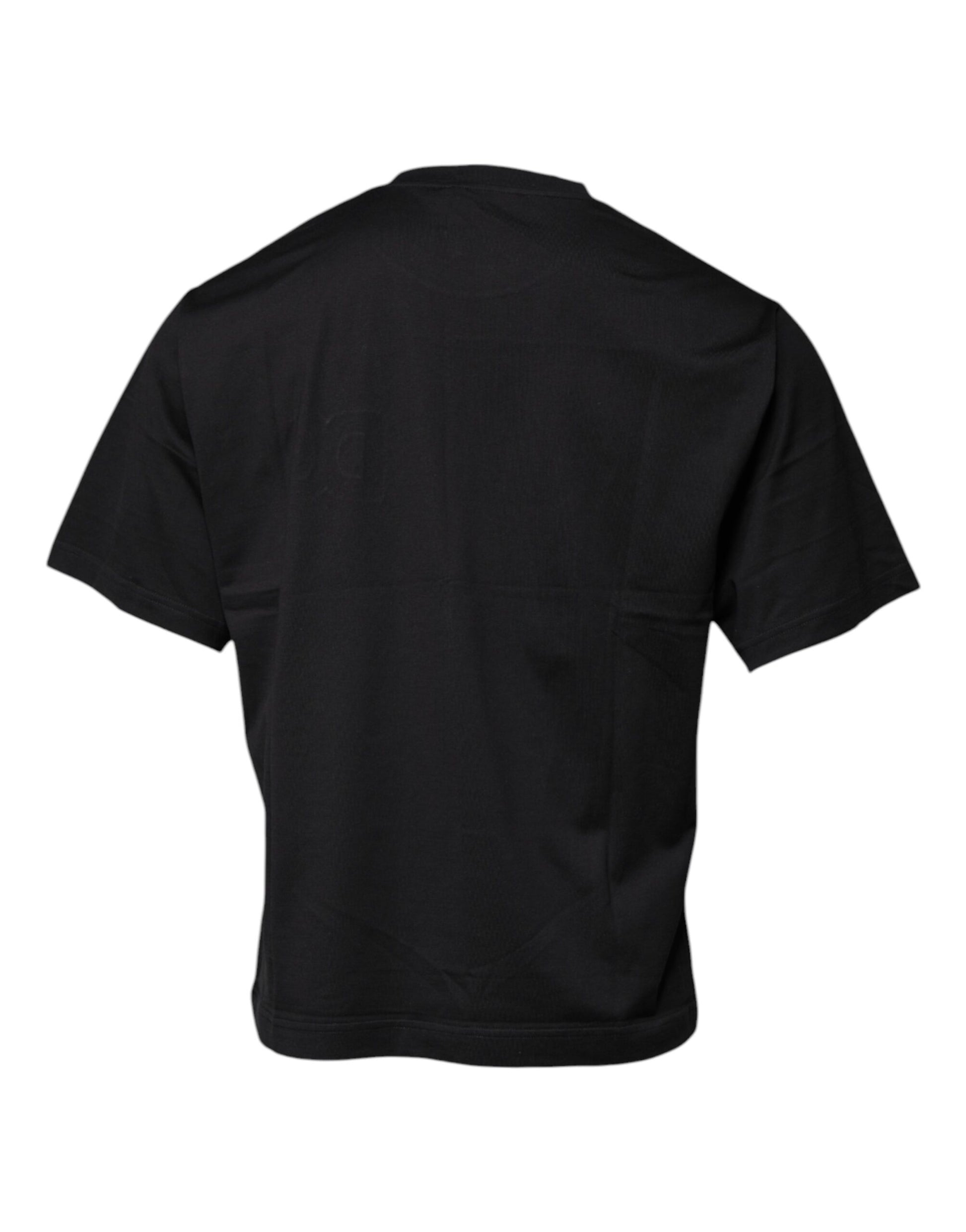 Dolce &amp; Gabbana – Schwarzes Baumwoll-T-Shirt mit Rundhalsausschnitt und DG-Logodruck