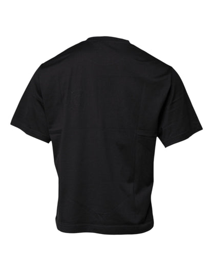 Dolce &amp; Gabbana – Schwarzes Baumwoll-T-Shirt mit Rundhalsausschnitt und DG-Logodruck