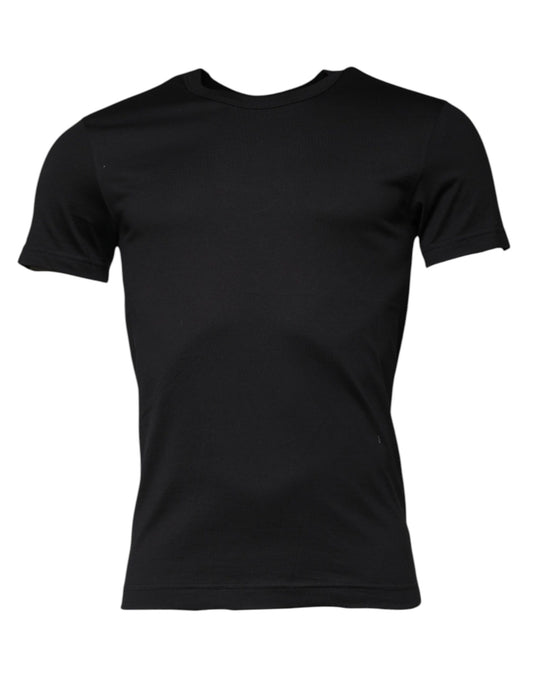 Dolce & Gabbana – Schwarzes T-Shirt aus Baumwolle mit Rundhalsausschnitt und kurzen Ärmeln