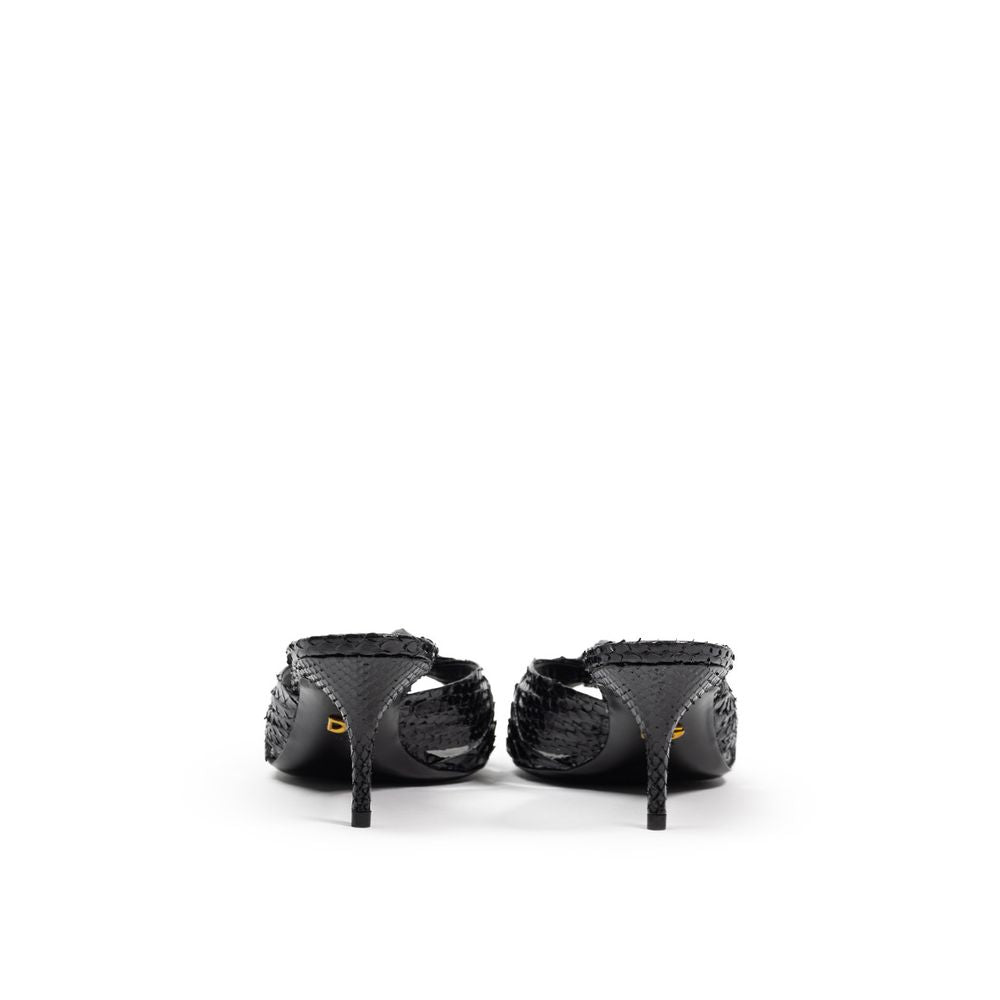 Dolce &amp; Gabbana – Schwarze Sandale aus Schlangenhaut