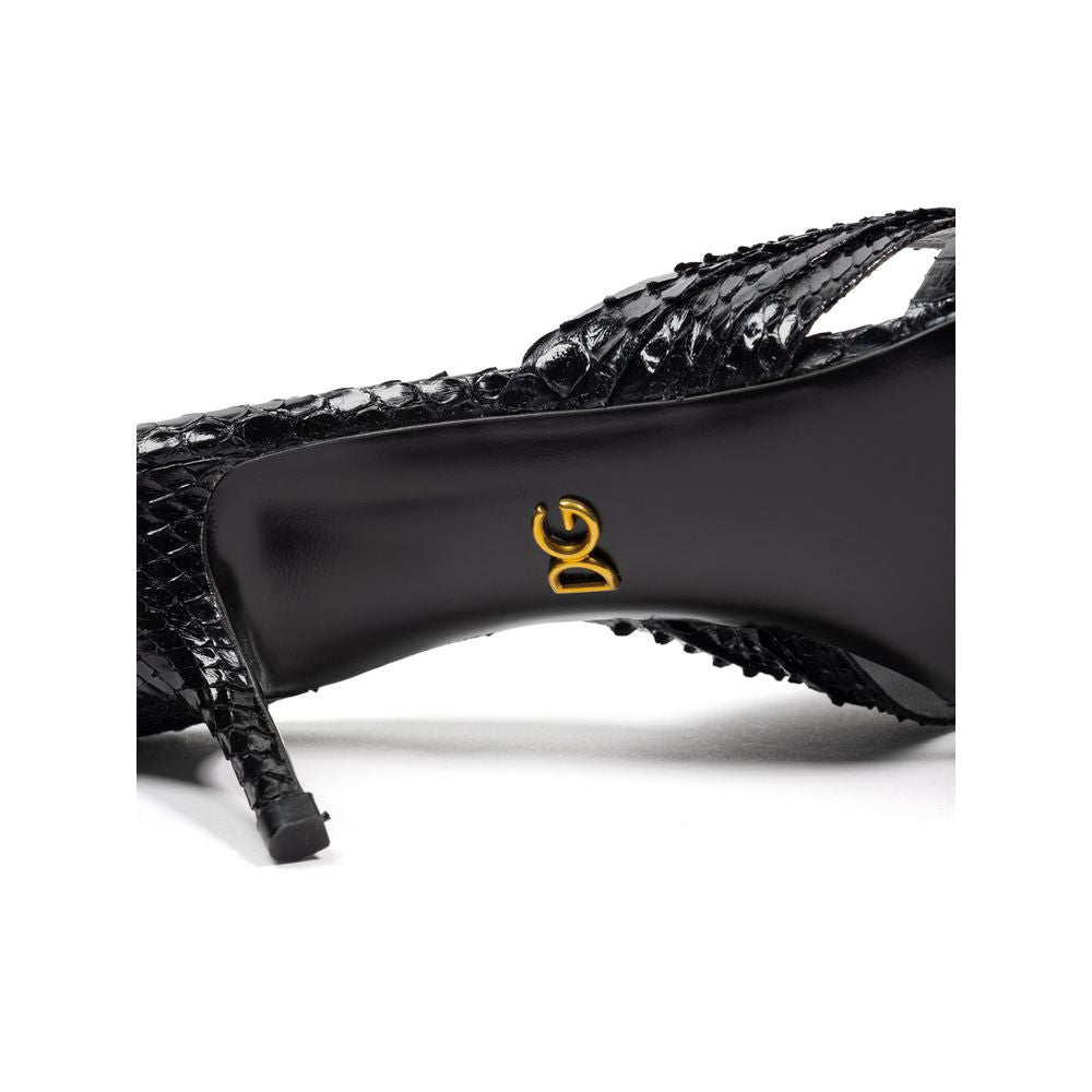 Dolce &amp; Gabbana – Schwarze Sandale aus Schlangenhaut