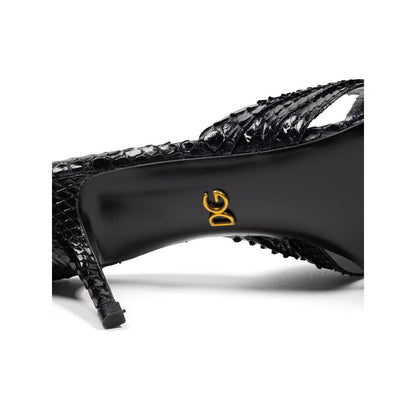 Dolce &amp; Gabbana – Schwarze Sandale aus Schlangenhaut