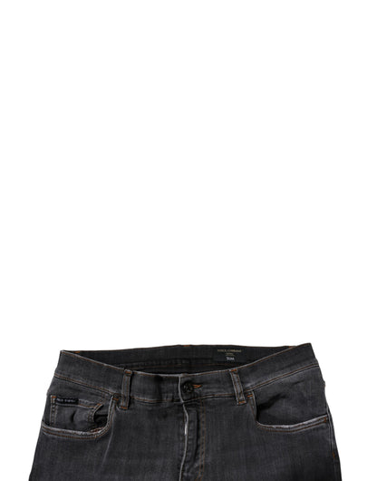 Dolce &amp; Gabbana – Slim-Fit-Jeans aus gewaschener Baumwolle in Dunkelgrau
