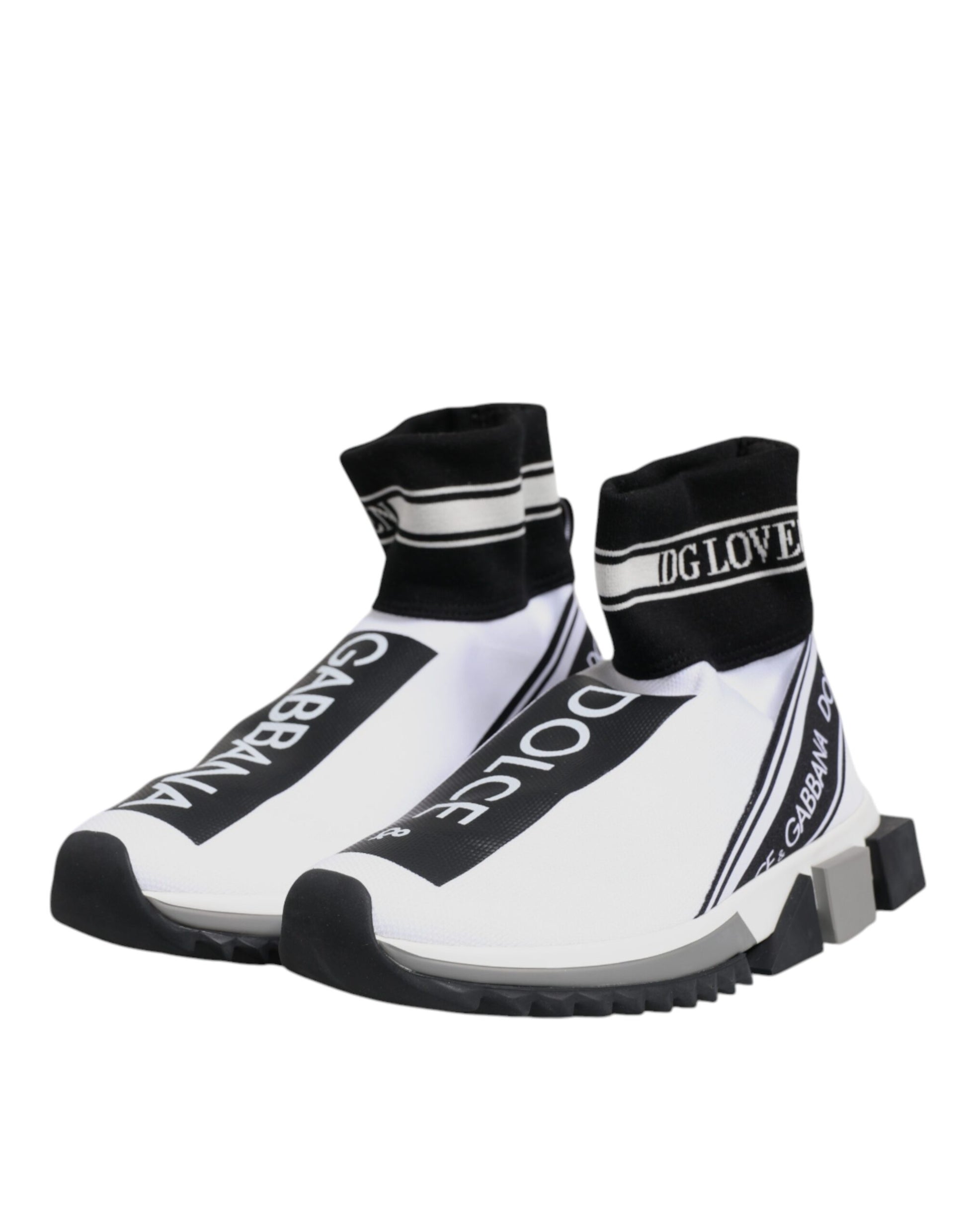 Dolce &amp; Gabbana Weiß Schwarz Sorrento Socken Sneakers Schuhe