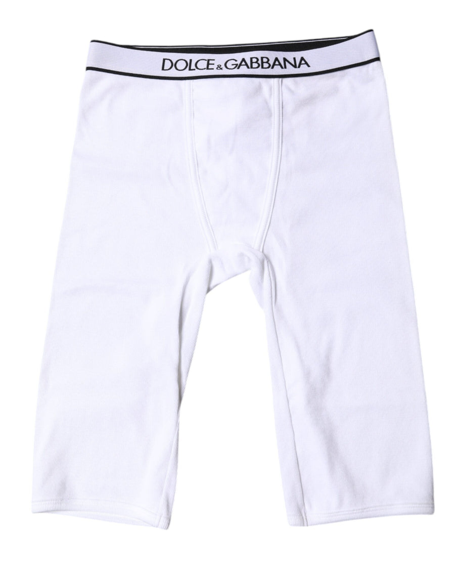 Dolce & Gabbana White Logo Cotton Cropped Tights Underwear