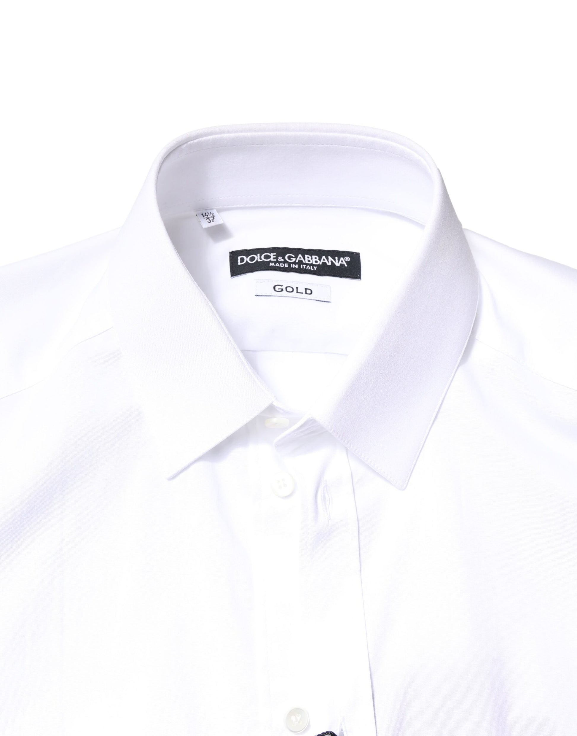 Dolce &amp; Gabbana Weiß GOLD Langarmhemd aus Baumwolle