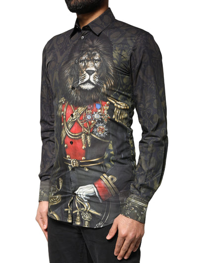 Dolce &amp; Gabbana Schwarzes Royal Pet Portrait GOLD Hemd