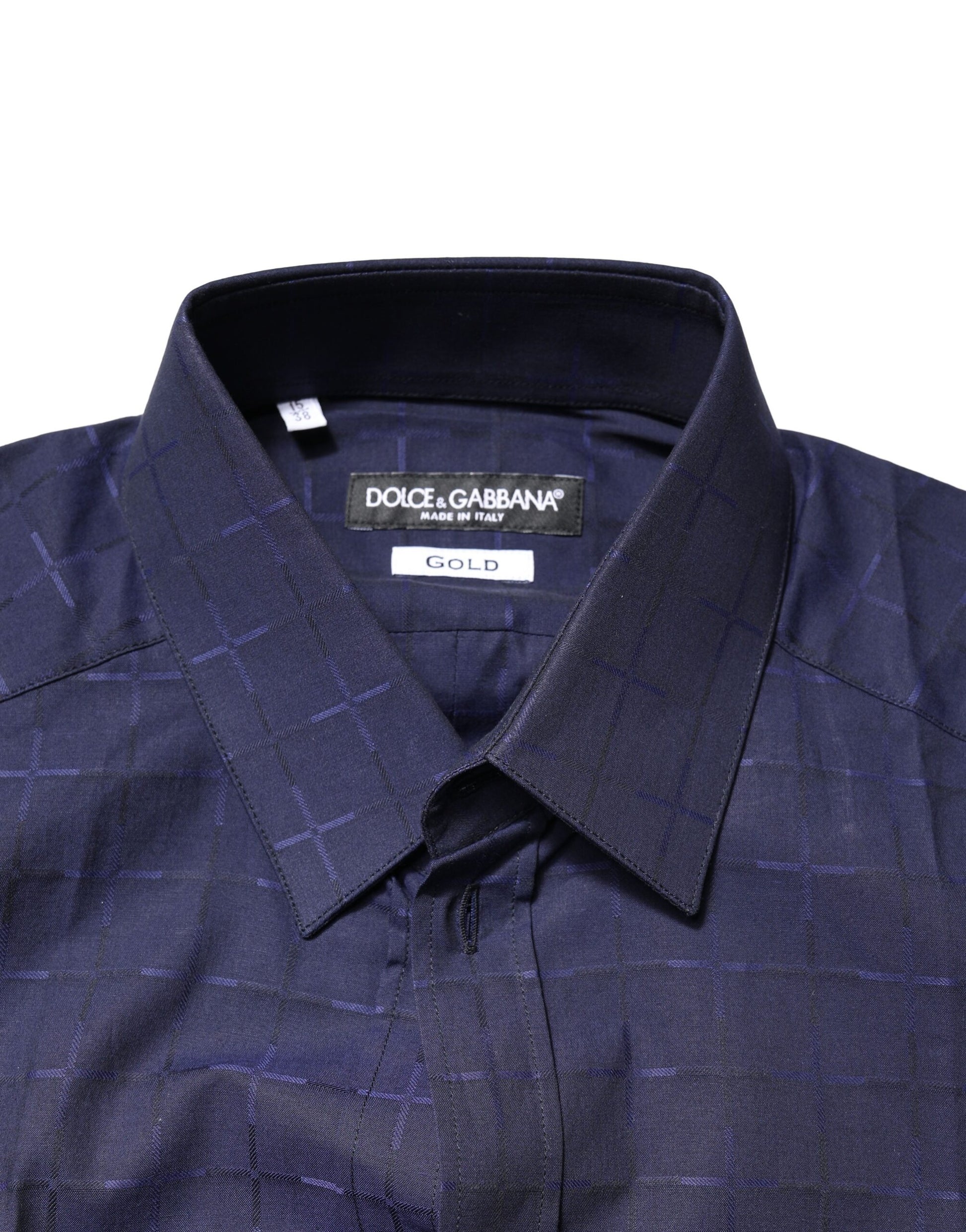 Dolce &amp; Gabbana Blau kariertes Tartan GOLD Formelles Hemd
