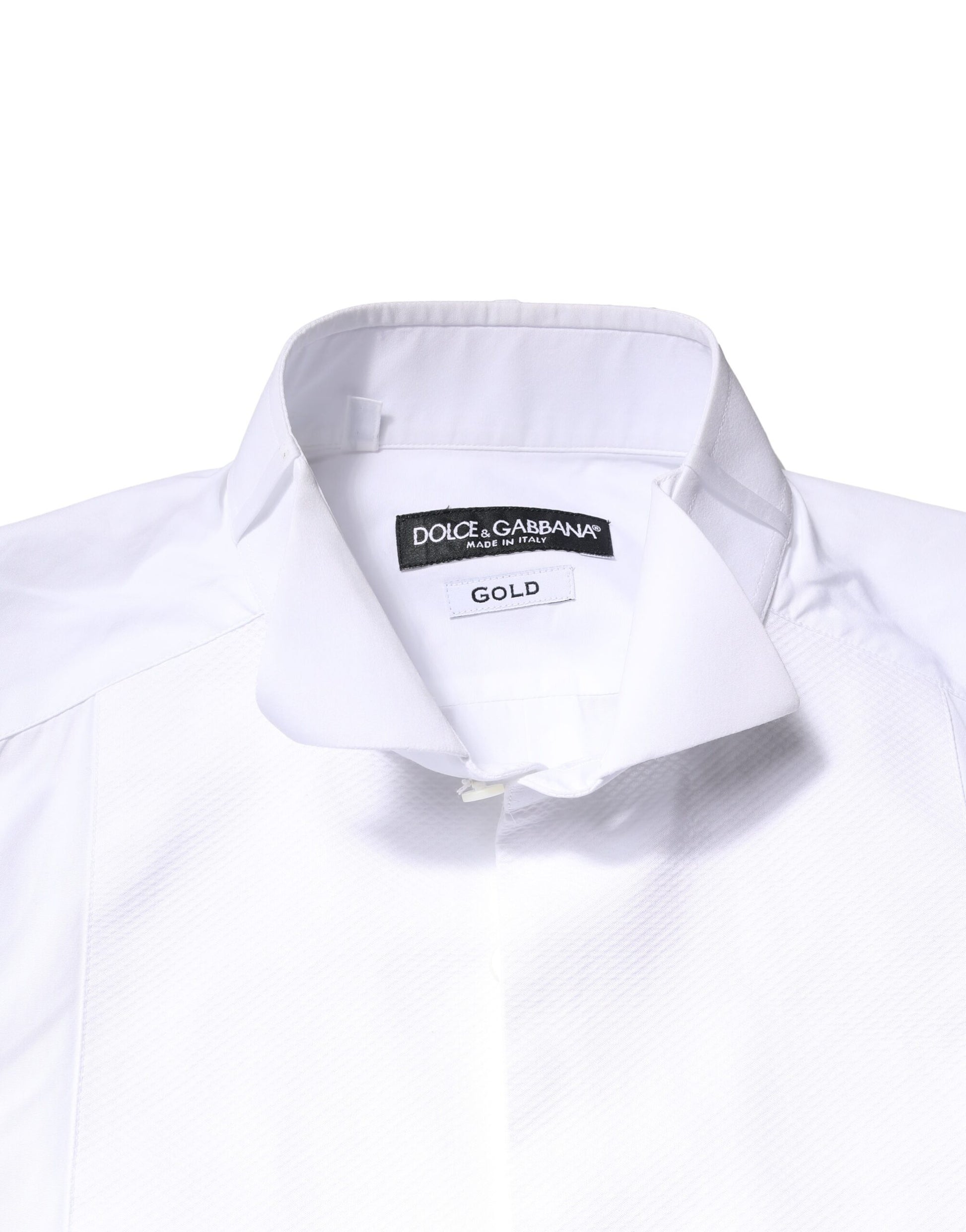 Dolce &amp; Gabbana Weiß GOLD Baumwollpopeline Latz Formelles Herrenhemd