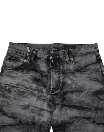 Dolce &amp; Gabbana Graue Skinny-Jeans aus Baumwolle mit Batikmuster für Herren