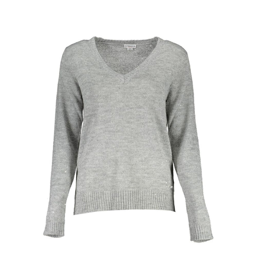 US POLO ASSN. Silberner Wollpullover für Damen