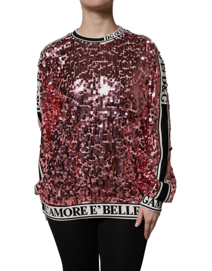 Dolce &amp; Gabbana – Pullover mit Pailletten „DG Queen“ in Pink