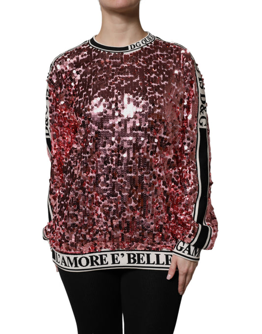 Dolce &amp; Gabbana – Pullover mit Pailletten „DG Queen“ in Pink
