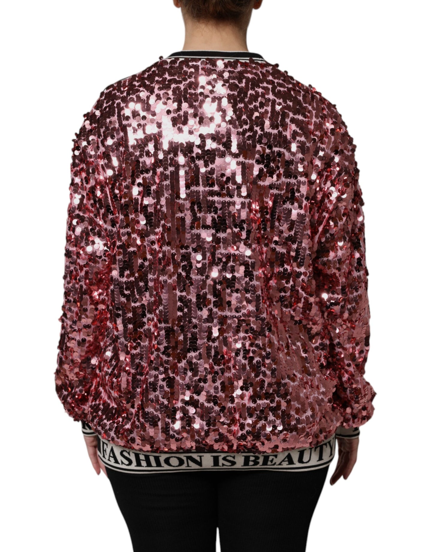 Dolce &amp; Gabbana – Pullover mit Pailletten „DG Queen“ in Pink