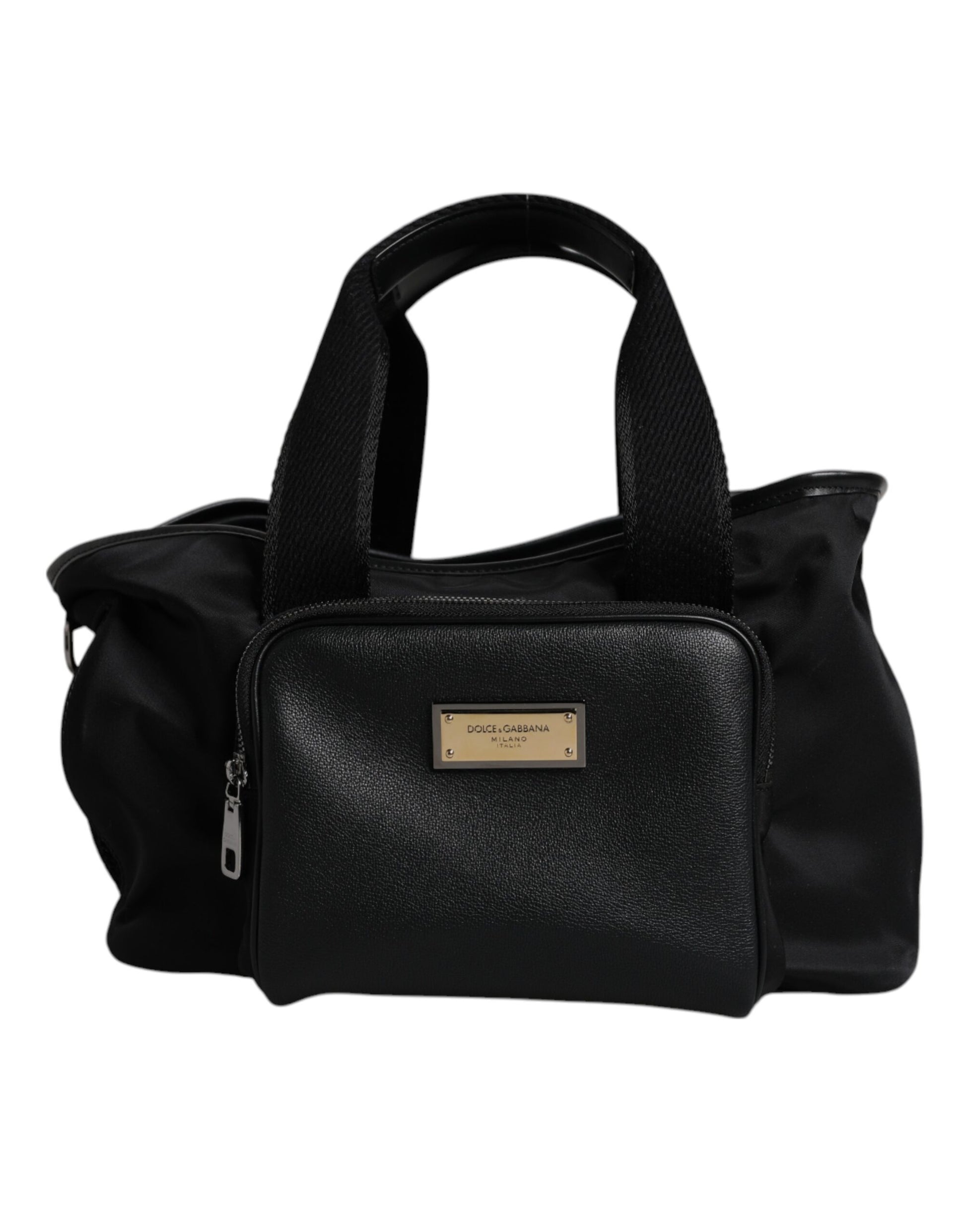 Dolce &amp; Gabbana – Schwarze Tragetasche mit Logo-Schild und Schultergurt für Haustiere
