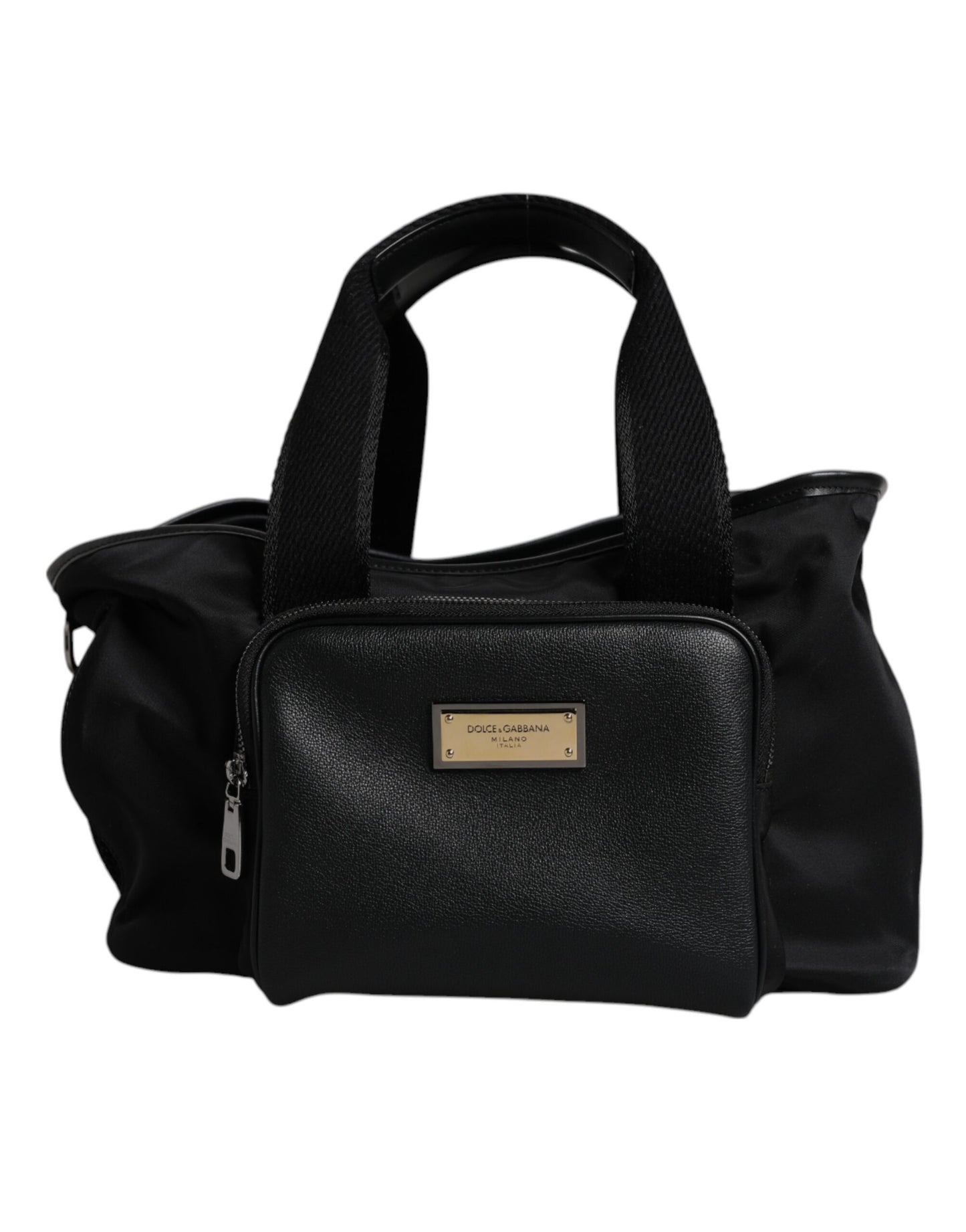 Dolce &amp; Gabbana – Schwarze Tragetasche mit Logo-Schild und Schultergurt für Haustiere