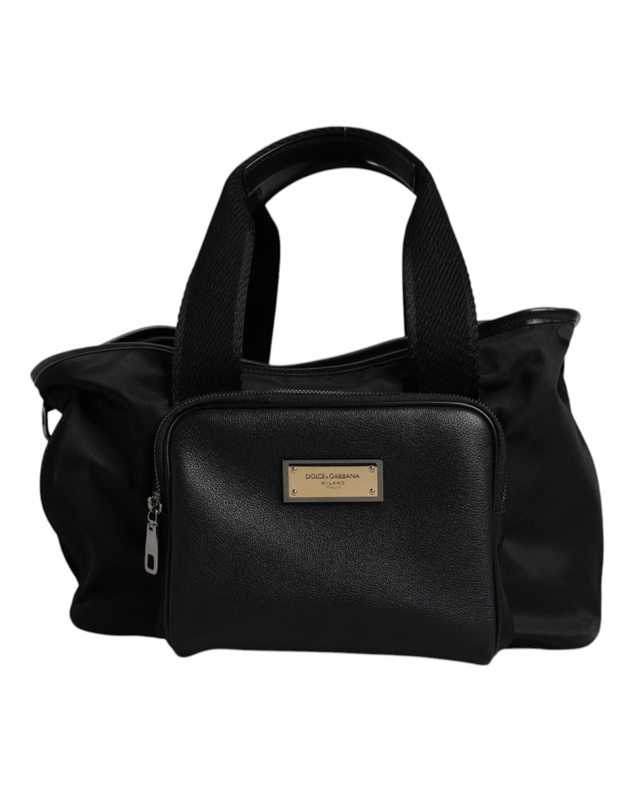 Dolce & Gabbana – Schwarze Tragetasche mit Logo-Schild und Schultergurt für Haustiere