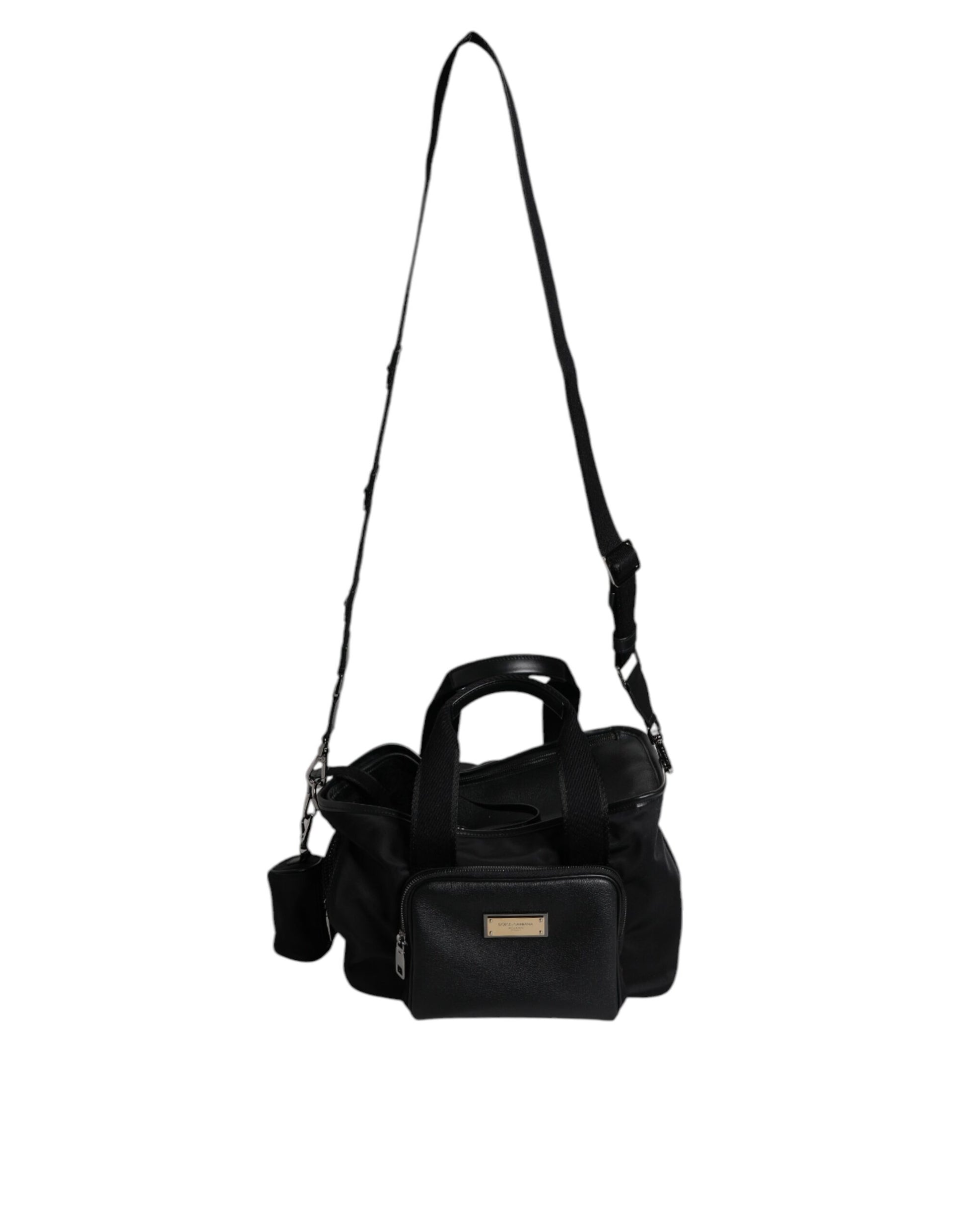 Dolce &amp; Gabbana – Schwarze Tragetasche mit Logo-Schild und Schultergurt für Haustiere