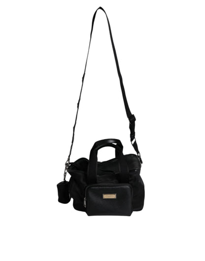 Dolce &amp; Gabbana – Schwarze Tragetasche mit Logo-Schild und Schultergurt für Haustiere
