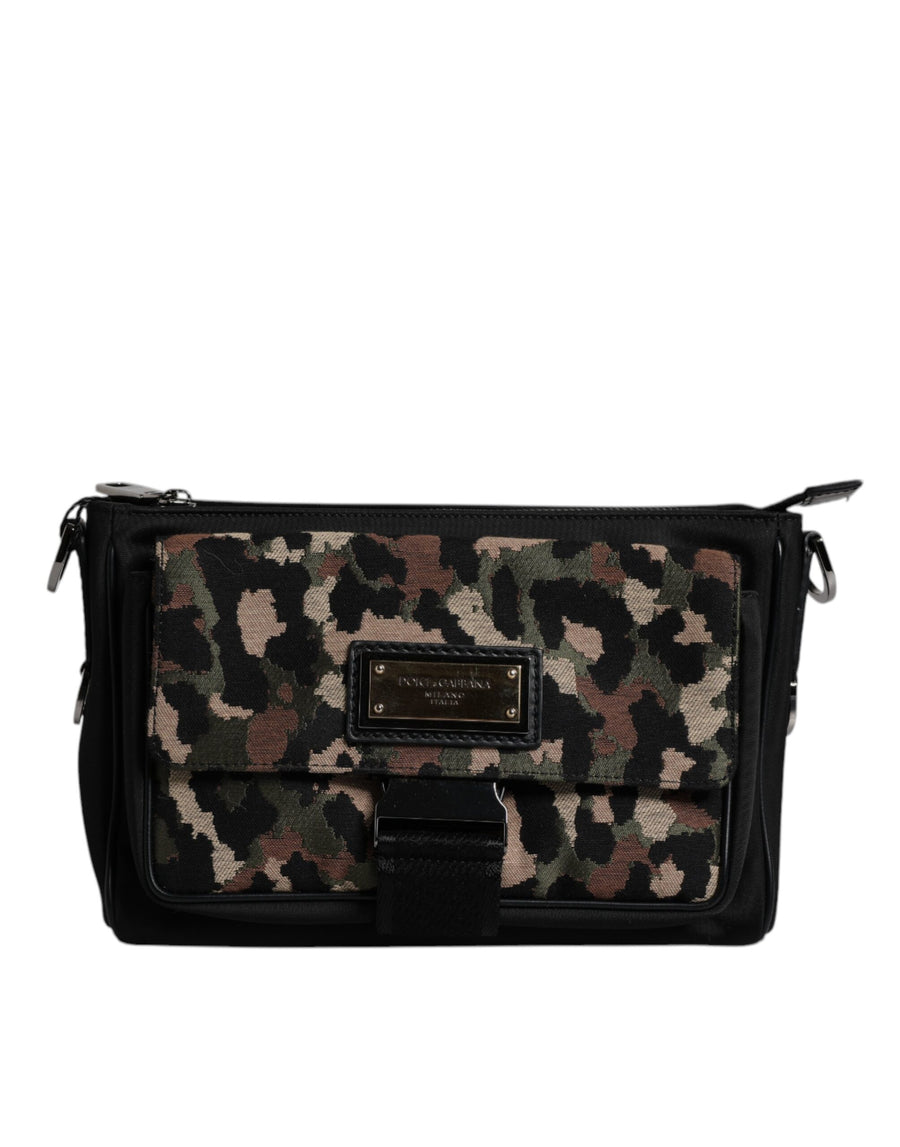 Dolce & Gabbana – Mehrfarbige Umhängetasche aus Jacquard mit Leopardenmuster