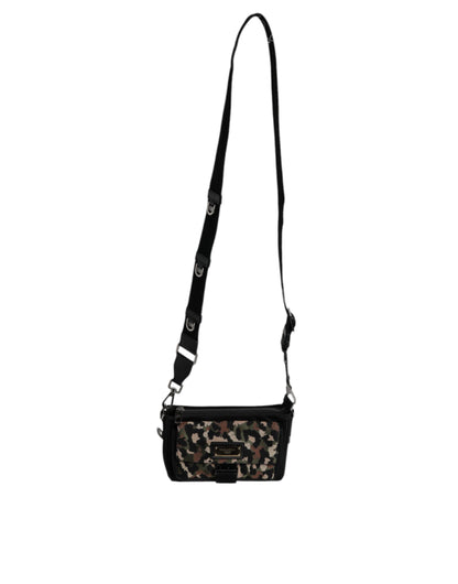 Dolce &amp; Gabbana – Mehrfarbige Umhängetasche aus Jacquard mit Leopardenmuster