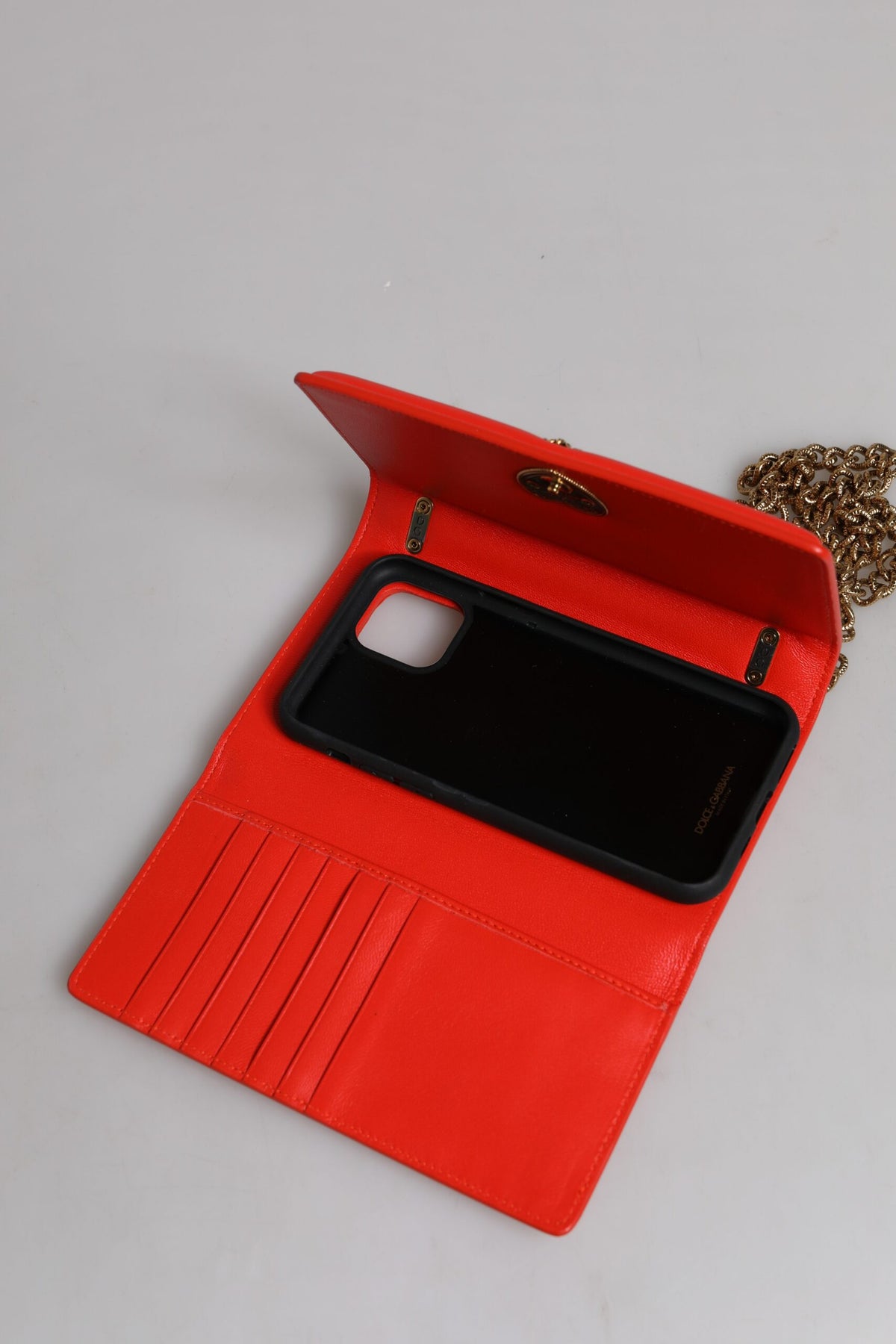Dolce & Gabbana Red Quilted Devotion Crossbody Chain Phone Cover Bag