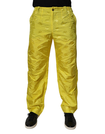 Dolce &amp; Gabbana Gelbe gerade Hose aus Polyester mit DG-Monogramm