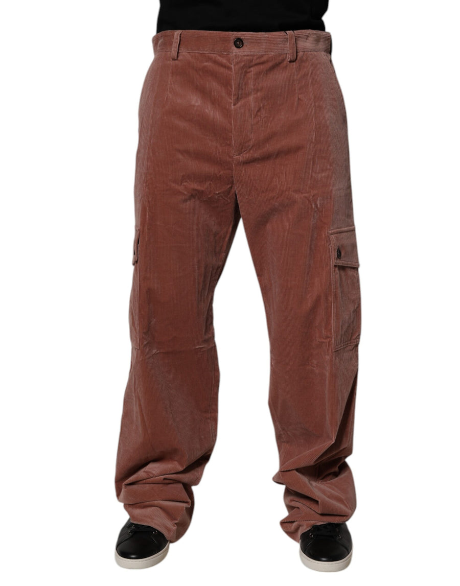 Dolce & Gabbana Braune Cord-Baumwoll-Cargo-Jeans für Herren