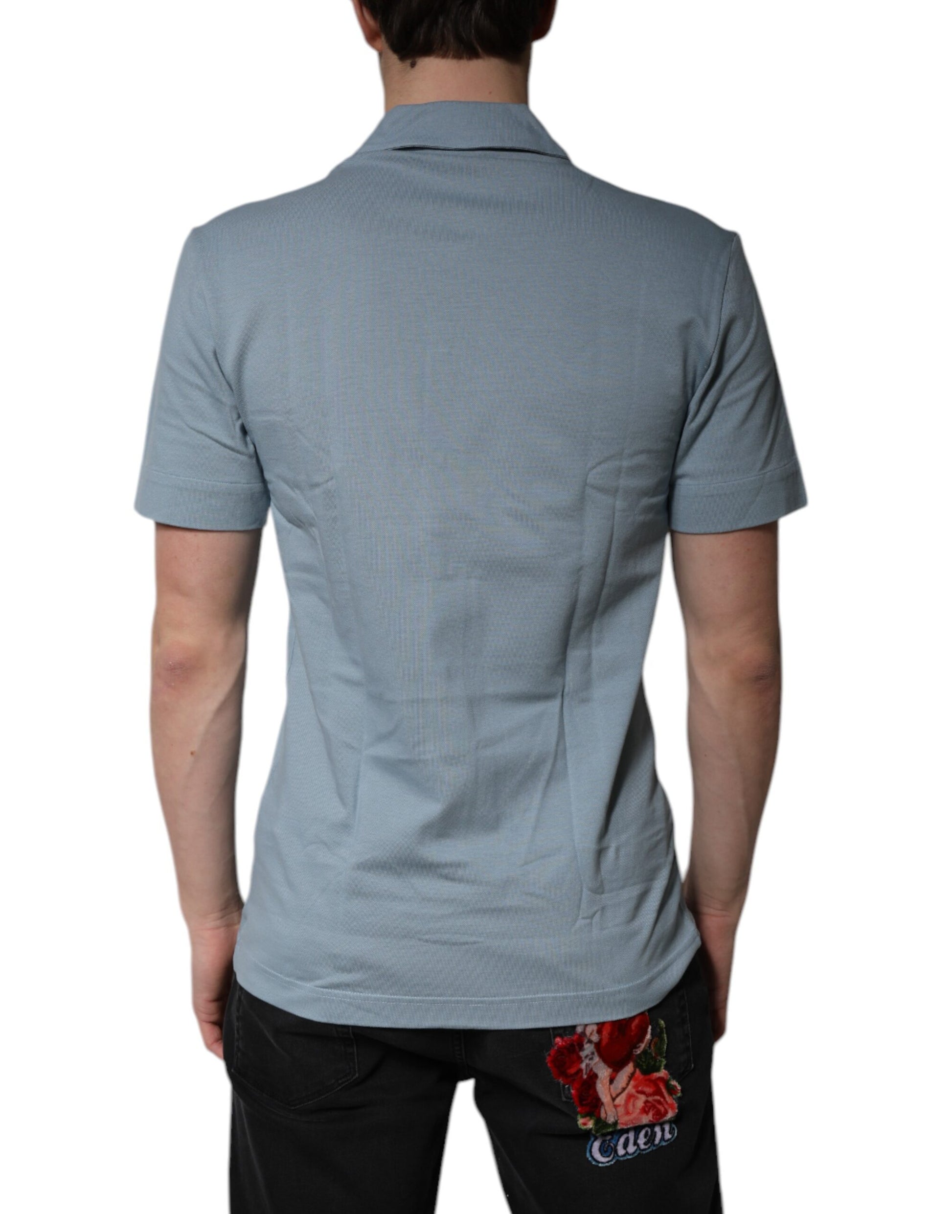 Dolce &amp; Gabbana Blaues Poloshirt aus Baumwolle mit Knopfleiste für Herren