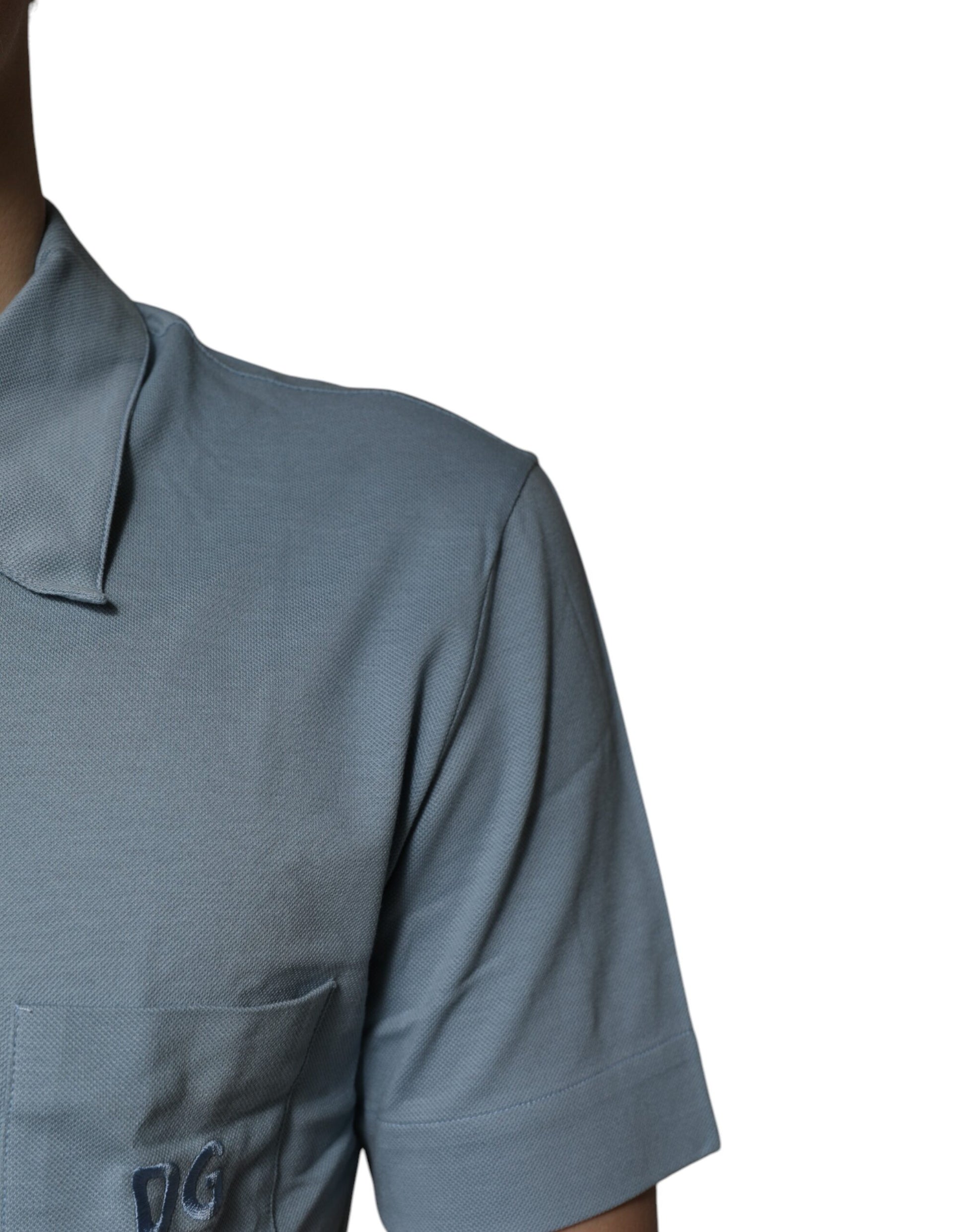 Dolce &amp; Gabbana Blaues Poloshirt aus Baumwolle mit Knopfleiste für Herren