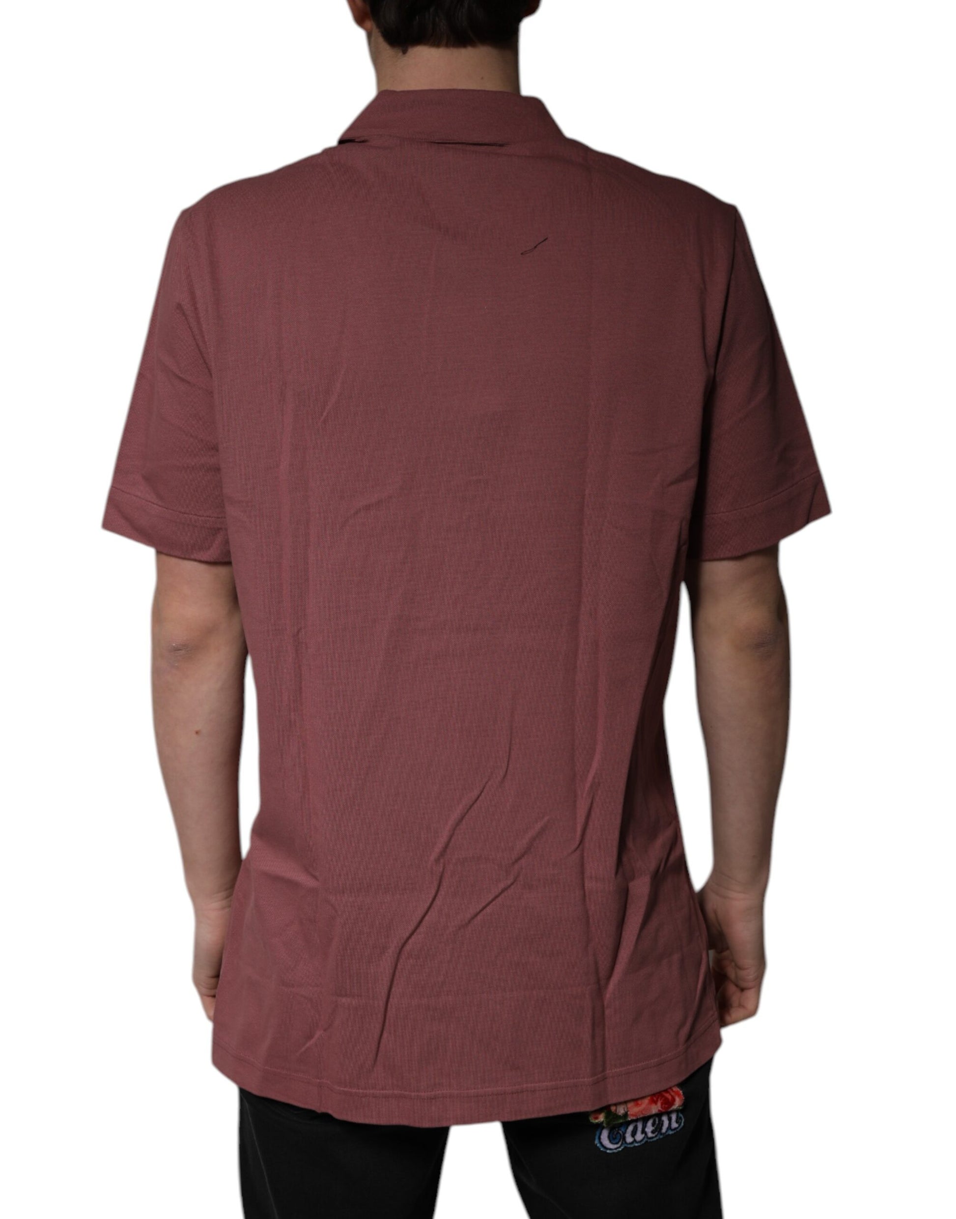 Dolce &amp; Gabbana Dunkelrosa Button-Down-Polohemd für Herren