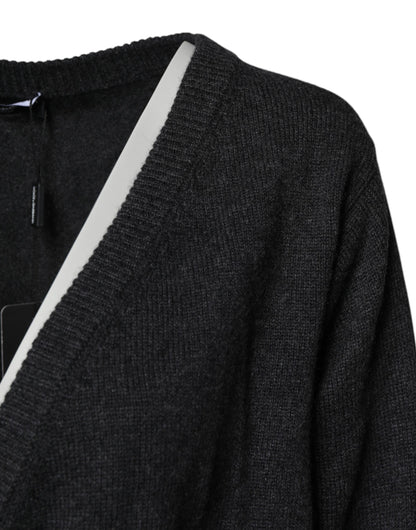 Dolce &amp; Gabbana – Grauer Kaschmirpullover mit tiefem V-Ausschnitt