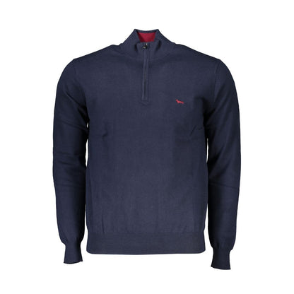 Harmont &amp; Blaine – Schicker blauer Pullover mit halbem Reißverschluss und Stickerei