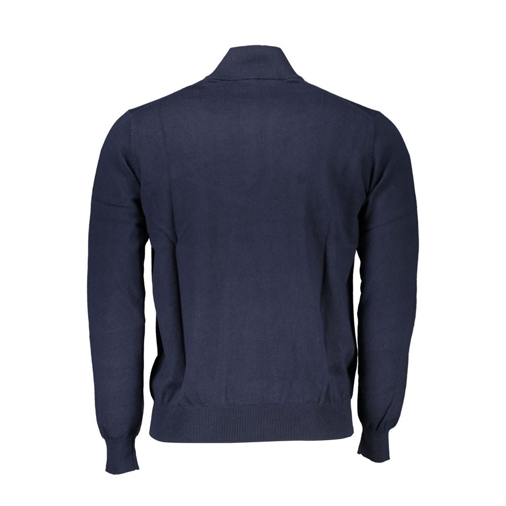 Harmont &amp; Blaine – Schicker blauer Pullover mit halbem Reißverschluss und Stickerei