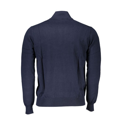 Harmont &amp; Blaine – Schicker blauer Pullover mit halbem Reißverschluss und Stickerei
