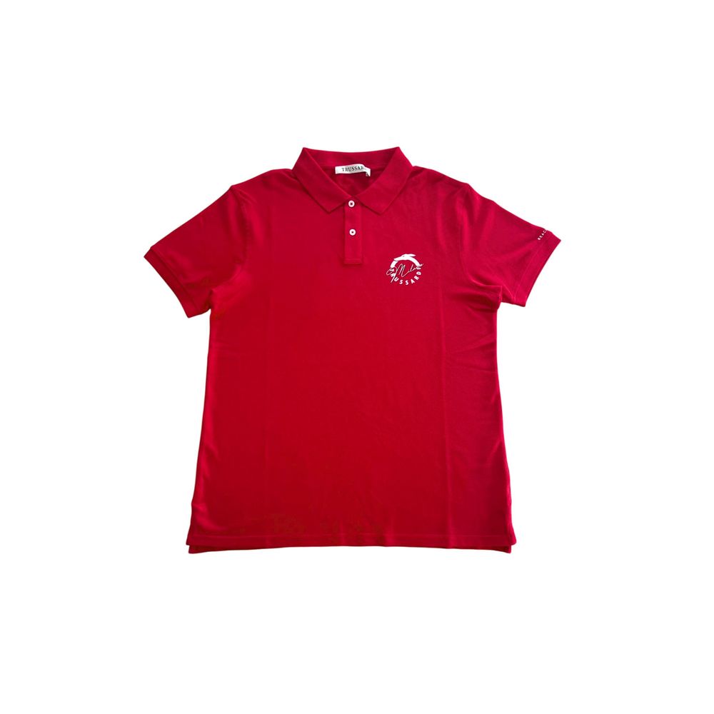 Trussardi Beachwear Red Cotton Men Polo Shirt