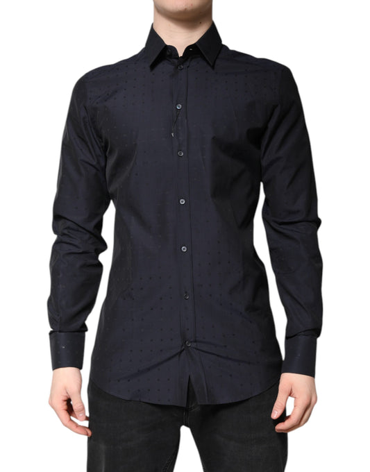 Dolce &amp; Gabbana Schwarzes Baumwoll-GOLD-Herrenhemd
