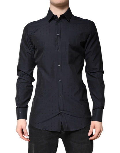 Dolce &amp; Gabbana Schwarzes Baumwoll-GOLD-Herrenhemd